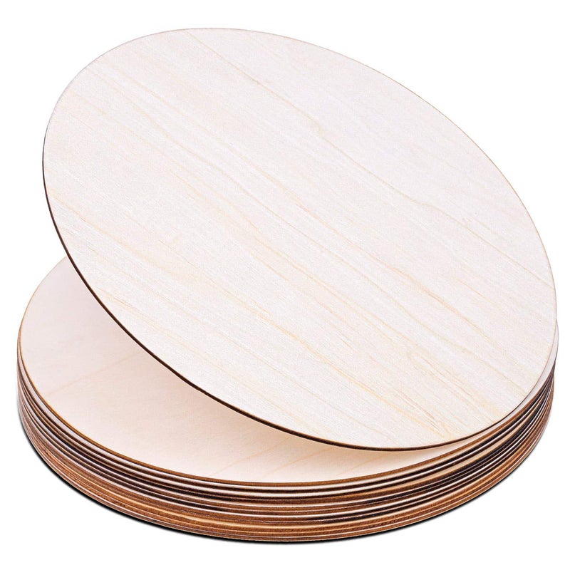 Audab Wood Circles for Crafts, Audab 12 Pack 12 Inch Unfinished Wood Rounds Wooden Cutouts for Crafts, Door Hanger, Door Design, Wood Burning - Image 1